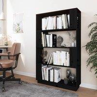 Berkfield Home Beautiful Book Cabinet/Room Divider Black 80x25x132 cm Solid Wood Pine | Size: 80 x 25 x 132 cm