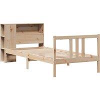 Berkfield Home Decorative Bookcase Bed without Mattress 75x190cm Solid Wood Pine in Natural | Size: 75x190 cm
