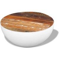 Berkfield Home Beautiful Bowl Shaped Coffee Table Solid Reclaimed Wood 60x60x30 cm in White | Size: 60 x 60 x 30 cm
