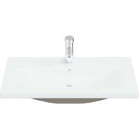Berkfield Home Elegant Built-in Basin with Faucet 81x39x18 cm Ceramic White | Size: 81 x 39 x 18 cm