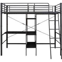 Berkfield Home Elegant Bunk Bed with Table Frame Black Metal 90x200 cm