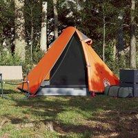 Berkfield Home Modern Camping Tent Dome 2-Person Grey & Orange Waterproof