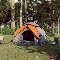 Berkfield Home Modern Camping Tent Dome 3-Person Grey & Orange Quick Release