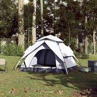 Berkfield Home White Camping Tent Dome 3-Person White Blackout Fabric Quick Release