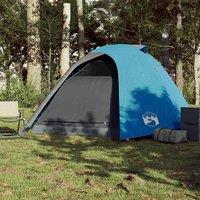 Berkfield Home Modern Camping Tent Dome 4-Person Blue Waterproof