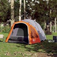 Berkfield Home Modern Camping Tent Dome 3-Person Grey & Orange Quick Release