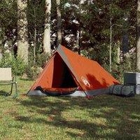 Berkfield Home Modern Camping Tent 2-Person Grey & Orange Waterproof