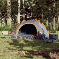 Berkfield Home Modern Camping Tent 4-Person Grey & Orange Quick Release