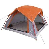 Berkfield Home Modern Camping Tent Cabin 4-Person Grey & Orange Waterproof