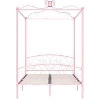 Berkfield Home Elegant Canopy Bed Frame Pink Metal 140x200 cm