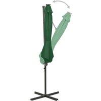 Berkfield Home Durable Cantilever Umbrella with Pole & LED Lights Green 300 cm