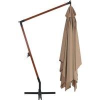 Berkfield Home Elegant Cantilever Umbrella with Wooden Pole 400x300 cm Taupe in Beige