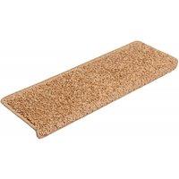 Berkfield Home Decorative Carpet Stair Treads 15 pcs 65x21x4 cm Beige | Size: Medium