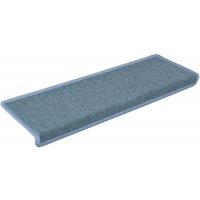 Berkfield Home Decorative Carpet Stair Treads 15 pcs 65x21x4 cm Blue | Size: Medium