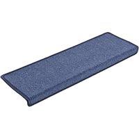 Berkfield Home Decorative Carpet Stair Treads 15 pcs 65x21x4 cm Blue | Size: Medium