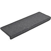 Berkfield Home Decorative Carpet Stair Treads 15 pcs 65x21x4 cm Dark Grey | Size: Medium