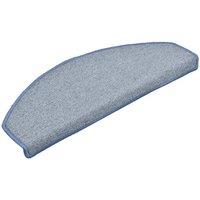 Berkfield Home Comfortable Carpet Stair Treads 15 pcs Light Grey & Blue 65x24x4 cm | Size: Medium