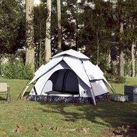 Berkfield Home White Camping Tent Dome 4-Person White Blackout Fabric Quick Release