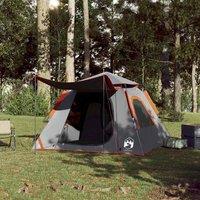 Berkfield Home Modern Camping Tent Dome 4-Person Grey & Orange Quick Release
