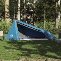 Berkfield Home Modern Camping Tent Tunnel 1-Person Blue Waterproof