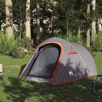 Berkfield Home Modern Camping Tent Tunnel 3-Person Grey & Orange Waterproof