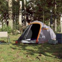 Berkfield Home Modern Camping Tent Tunnel 2-Person Grey & Orange Waterproof