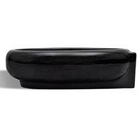 Berkfield Home Elegant Ceramic Bathroom Sink Basin Faucet/Overflow Hole Black Round