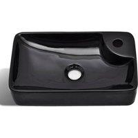 Berkfield Home Elegant Ceramic Bathroom Sink Basin with Faucet Hole Black