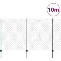 Berkfield Home Practical Chain Link Fence with 10 U Posts Green 1.4x10 m Steel