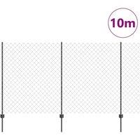Berkfield Home Durable Chain Link Fence with 20 U Posts Grey 1.4x10 m Steel in Black