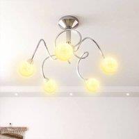 Berkfield Home Beautiful Ceiling Lamp with Round Glass Shades for 5 G9 LED Lights in White