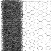 Berkfield Home Sturdy Chicken Wire Fence Steel with PVC Coating 25x1 m Grey
