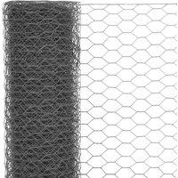 Berkfield Home Sturdy Chicken Wire Fence Steel with PVC Coating 25x1.2 m Grey