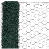 Berkfield Home Sturdy Chicken Wire Fence Steel with PVC Coating 25x1.2 m Green