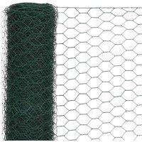Berkfield Home Sturdy Chicken Wire Fence Steel with PVC Coating 25x1.5 m Green