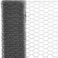 Berkfield Home Sturdy Chicken Wire Fence Steel with PVC Coating 25x0.75 m Grey
