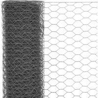 Berkfield Home Sturdy Chicken Wire Fence Steel with PVC Coating 25x1.2 m Grey