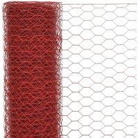 Berkfield Home Sturdy Chicken Wire Fence Steel with PVC Coating 25x1 m Red