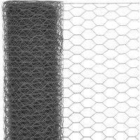 Berkfield Home Sturdy Chicken Wire Fence Steel with PVC Coating 25x1.2 m Grey