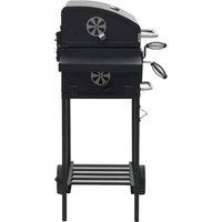 Berkfield Home Durable Charcoal-Fueled BBQ Grill with Bottom Shelf Black