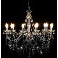 Berkfield Home Beautiful Chandelier with Beads Silver 12 x E14 Bulbs