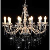 Berkfield Home Beautiful Chandelier with Beads White 12 x E14 Bulbs