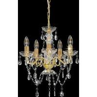 Berkfield Home Elegant Chandelier with Crystal Beads Golden Round 5 x E14 in Gold