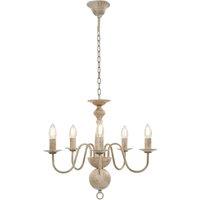 Berkfield Home Elegant Chandelier Antique White 5 x E14 Bulbs in Off-White