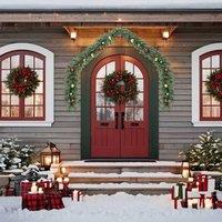 Berkfield Home Green Christmas Garland Decorated with Baubles & LED Lights 5 m