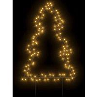 Berkfield Home Warm Christmas Light Decoration with Spikes Tree 115 LEDs 90 cm in Black