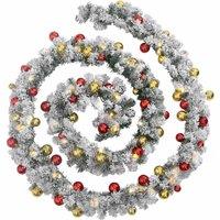 Berkfield Home Stunning Christmas Garland with Baubles & LED Lights Green 20 m PVC