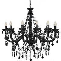 Berkfield Home Beautiful Chandelier with Beads Black 12 x E14 Bulbs