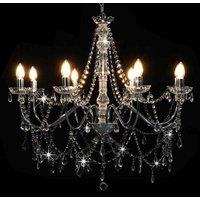 Berkfield Home Beautiful Chandelier with Beads Silver 8 x E14 Bulbs