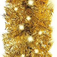 Berkfield Home Cosy Christmas Garland with LED Lights 20 m Gold